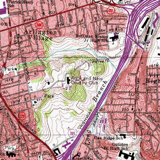 Topographic Map of Army Navy Country Club Arlington, VA