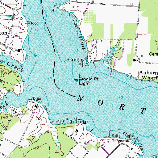 Topographic Map of Cradle Point Light, VA