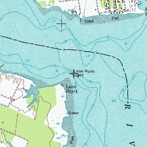 Topographic Map of Lone Point Light, VA