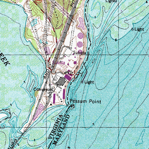Topographic Map of Possum Point Power Station, VA