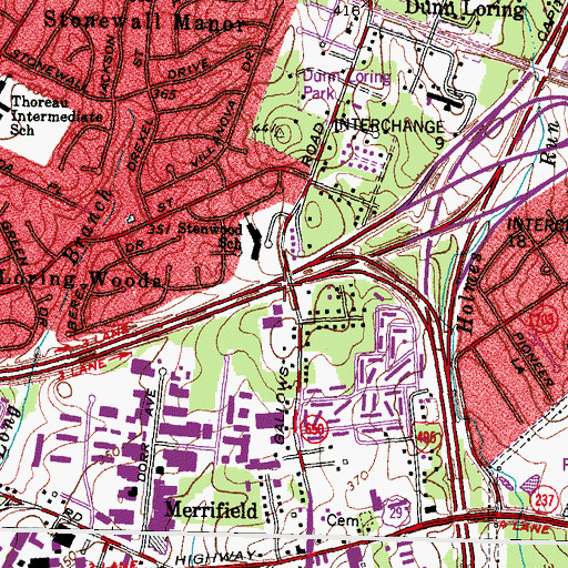 Topographic Map of Dunn Loring-Merrifield Metro Station, VA