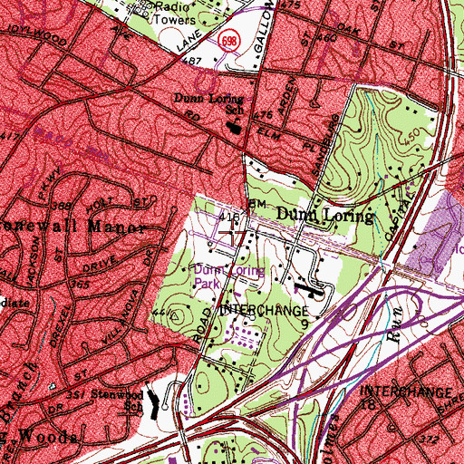 Topographic Map of Dunn Loring Community Church, VA