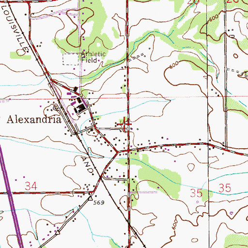 Topographic Map of Alexandria Cemetery, AL