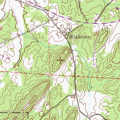 Topographic Map of Point Calhoun, AL