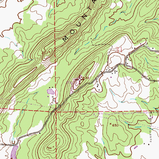 Topographic Map of Chalybeate Mountain, AL