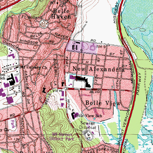 Topographic Map of Belle View Post Office, VA