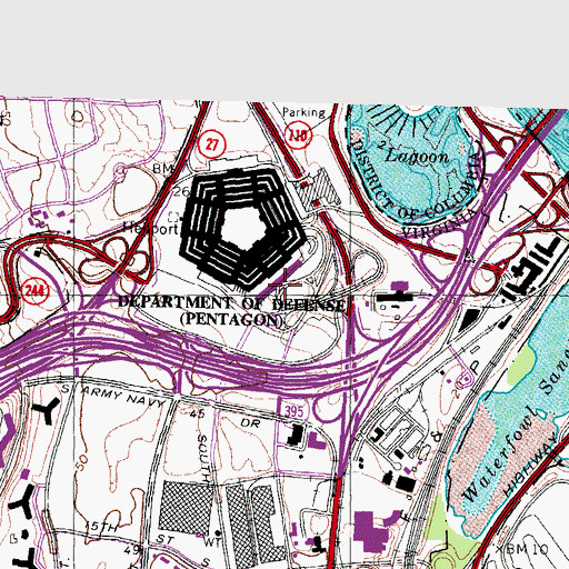 Topographic Map of Pentagon Metro Station, VA