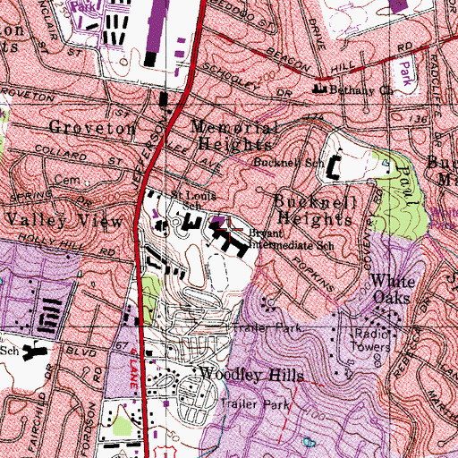 Topographic Map of Bryant Alternative High School, VA