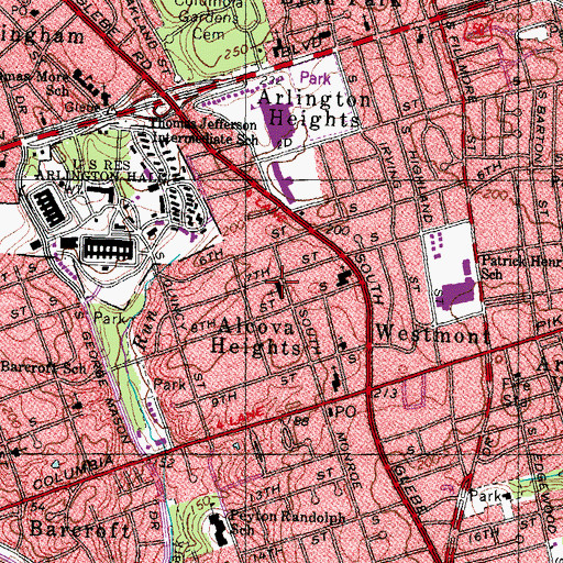 Topographic Map of Arlington Baptist Church, VA