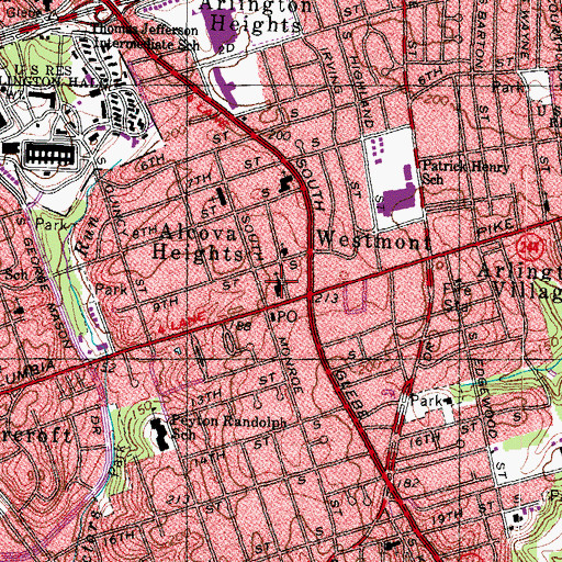 Topographic Map of Arlington Presbyterian Church, VA