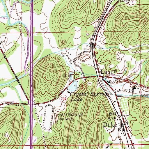 Topographic Map of Crystal Springs Cemetery, AL