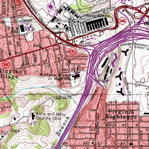 Topographic Map of Hoffman Boston Community Center, VA