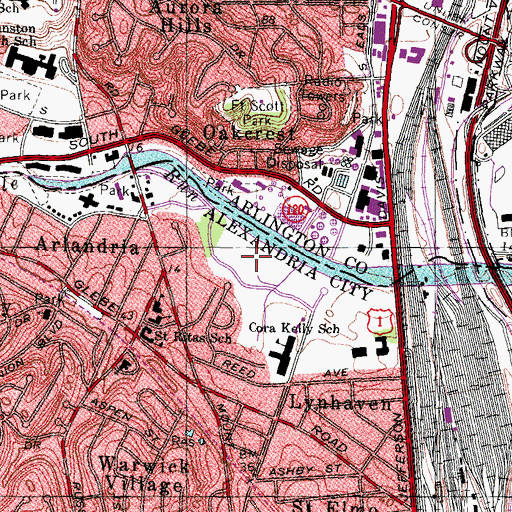 Topographic Map of Arlington Visitors Center, VA