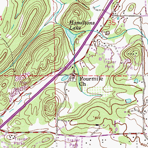 Topographic Map of Four Mile School (historical), AL