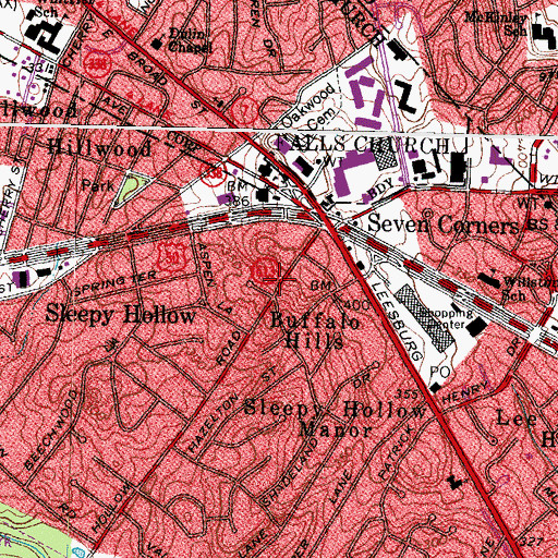 Topographic Map of Dominion Hospital, VA