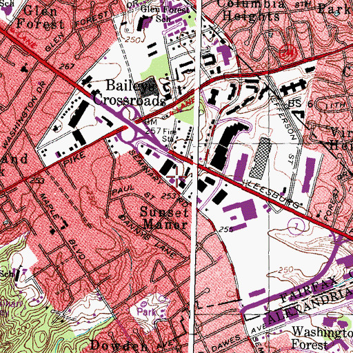 Topographic Map of Department of Motor Vehicles Baileys Crossroads, VA