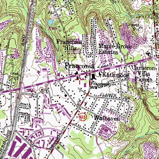 Topographic Map of Fairfax County Police Department Franconia District Station, VA