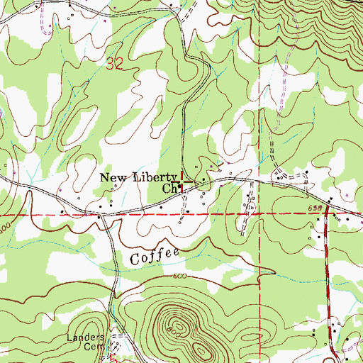 Topographic Map of Landers School (historical), AL