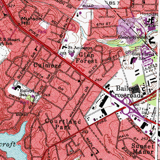 Topographic Map of Culmore United Methodist Church, VA