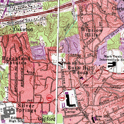 Topographic Map of Bush Hill Elementary School, VA