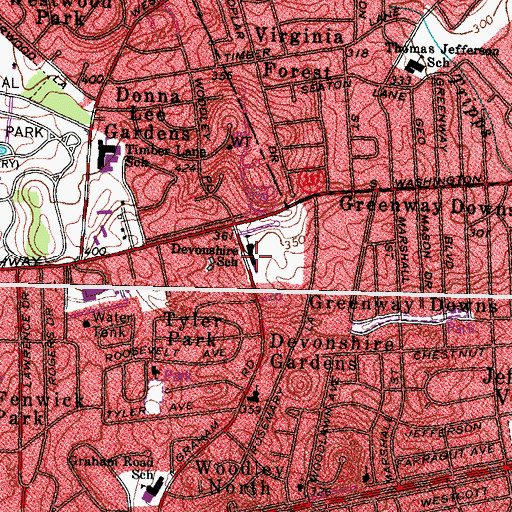 Topographic Map of Devonshire School (historical), VA