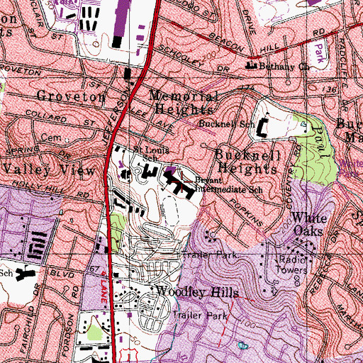 Topographic Map of Groveton-Bryant Adult Center, VA