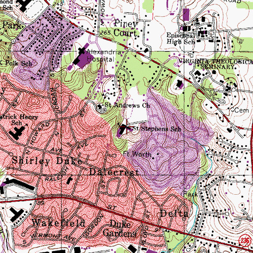 Topographic Map of Saint Stephen's and Saint Agnes Upper School, VA