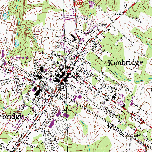 Topographic Map of Kenbridge Post Office, VA