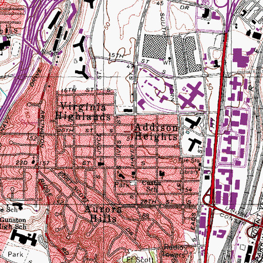 Topographic Map of Addison Heights, VA