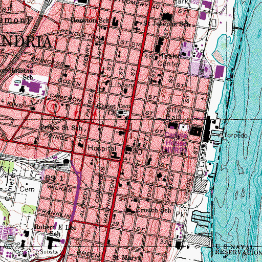 Topographic Map of Alexandria, VA
