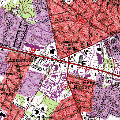 Topographic Map of Annandale, VA