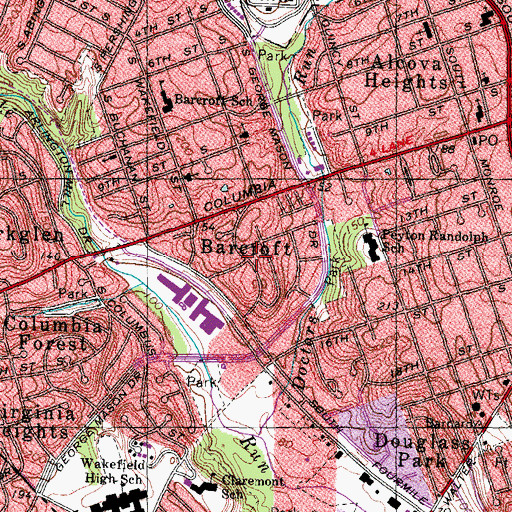 Topographic Map of Barcroft, VA