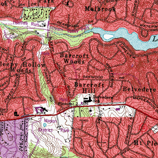 Topographic Map of Barcroft Hill, VA