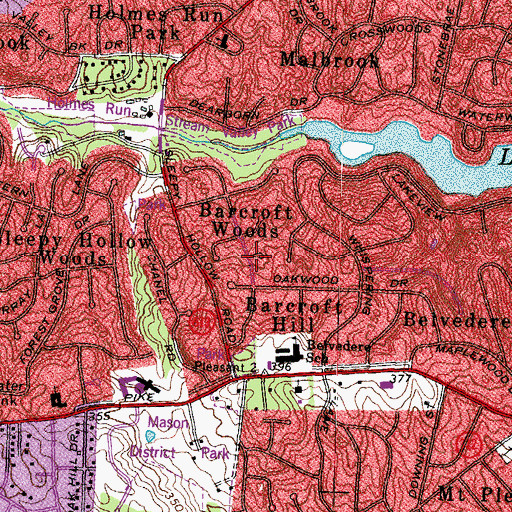 Topographic Map of Barcroft Woods, VA