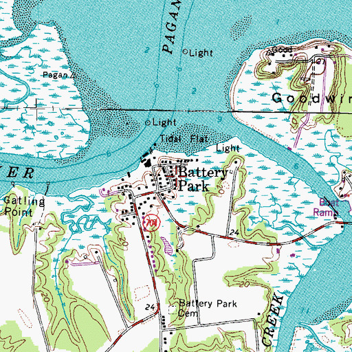 Topographic Map of Battery Park, VA