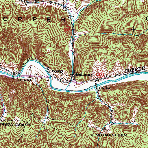 Topographic Map of Bellamy, VA