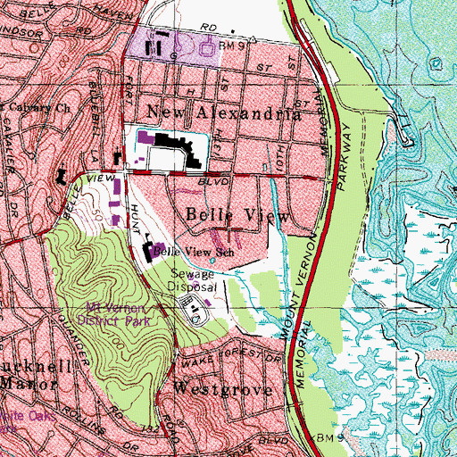 Topographic Map of Belle View, VA
