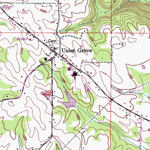 Topographic Map of Union Grove Junior High School, AL