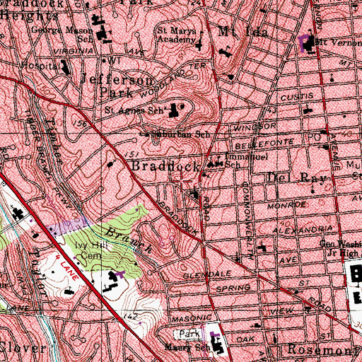Topographic Map of Braddock, VA