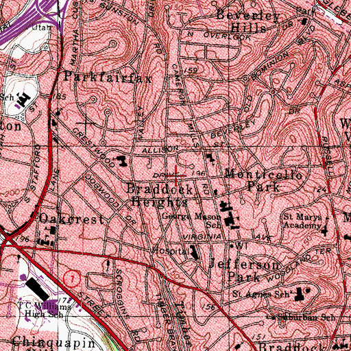 Topographic Map of Braddock Heights, VA
