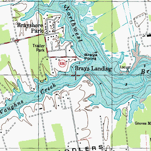 Topographic Map of Brays Landing, VA