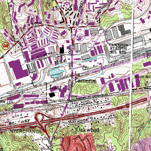 Topographic Map of Cameron, VA