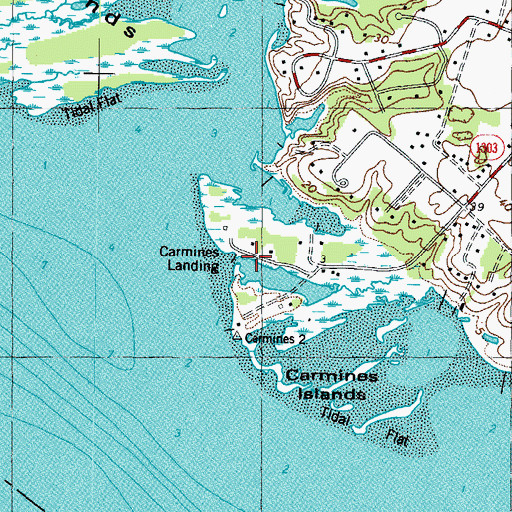Topographic Map of Carmines Landing, VA