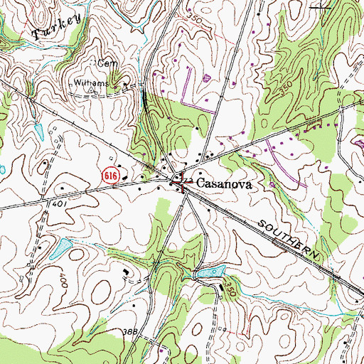 Topographic Map of Casanova, VA