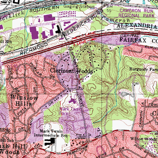 Topographic Map of Clermont Woods, VA