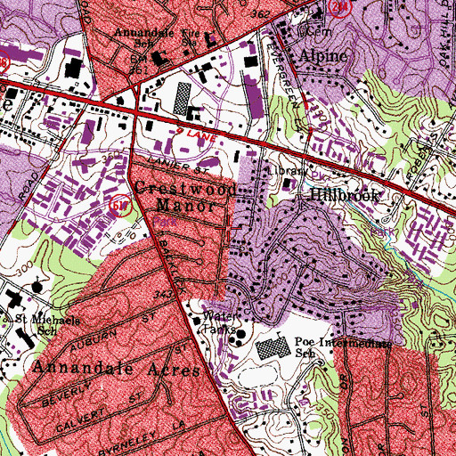 Topographic Map of Crestwood Manor, VA