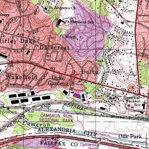 Topographic Map of Duke Gardens, VA