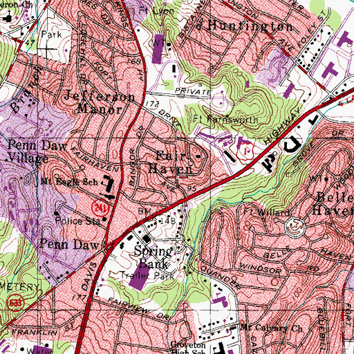 Topographic Map of Fair Haven, VA