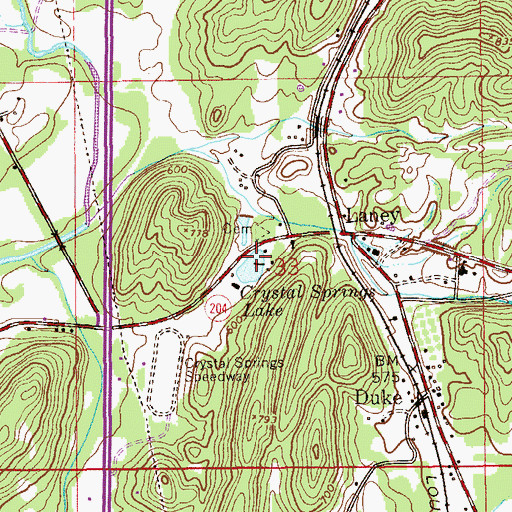 Topographic Map of Crystal Springs, AL