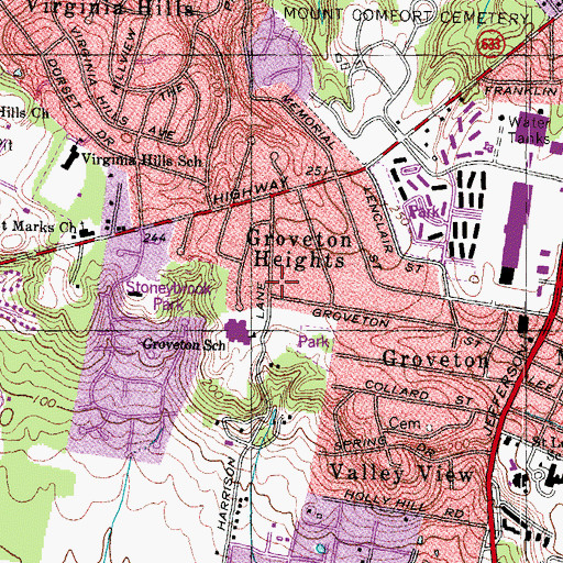 Topographic Map of Groveton Heights, VA